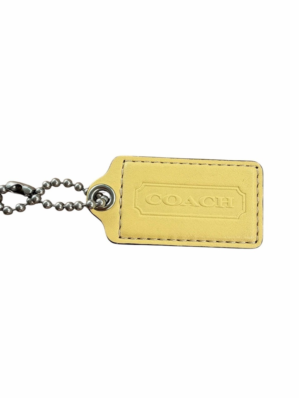 Coach Yellow Leather Large Hangtag Embossed Logo Silvertone Chain